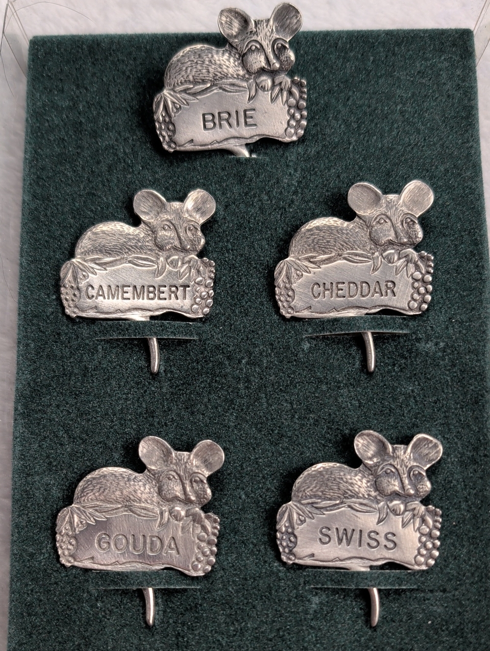 Vintage Lindsay Claire Pewter Mouse Cheese Markers Set of 5